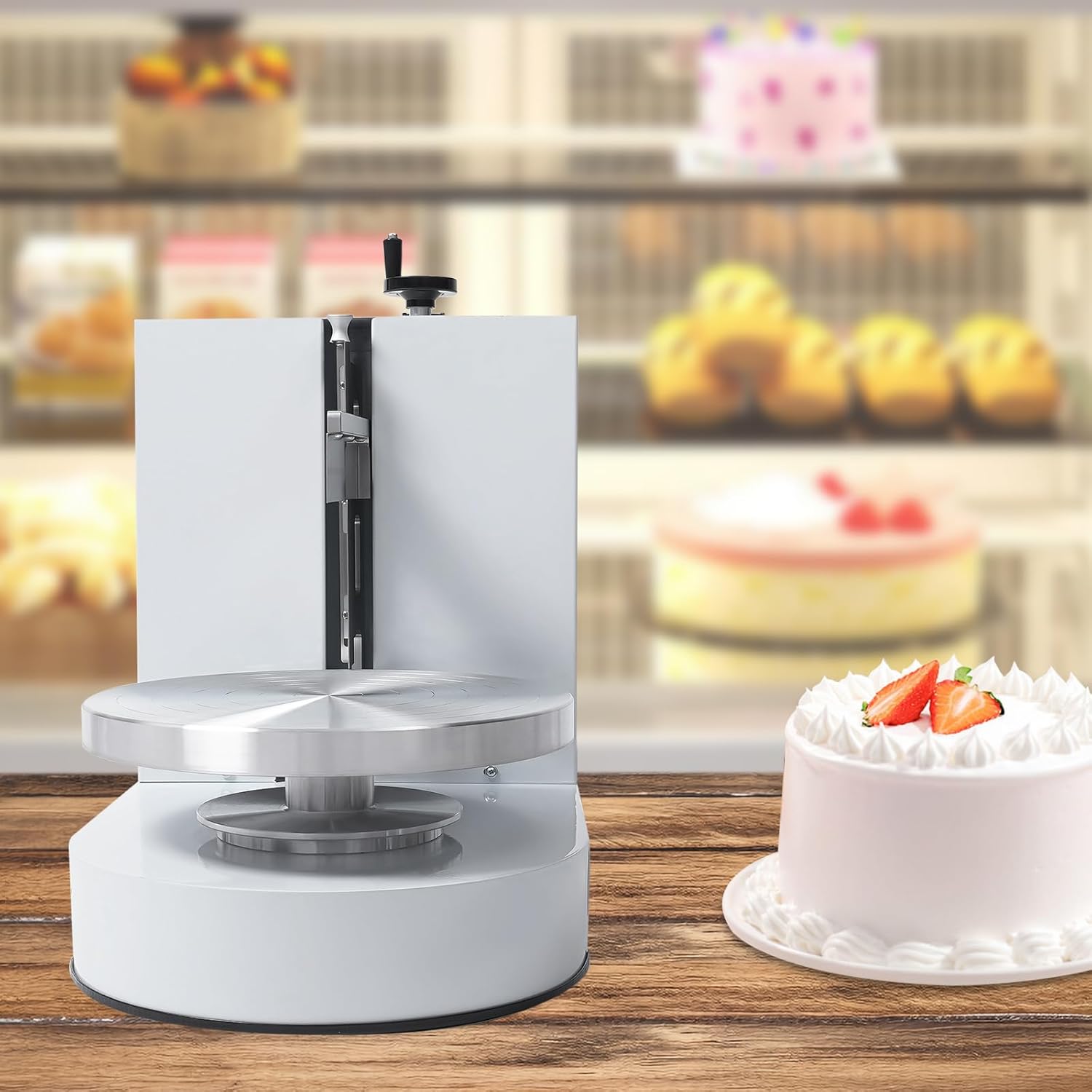 Cake Decorating Machine, Cream Spreading Coating Smearing Machine with with Adjustable Scraper, 60-320rpm, Smooth Coating Cake Frosting Machine Suit 4-12 Inch Cakes.