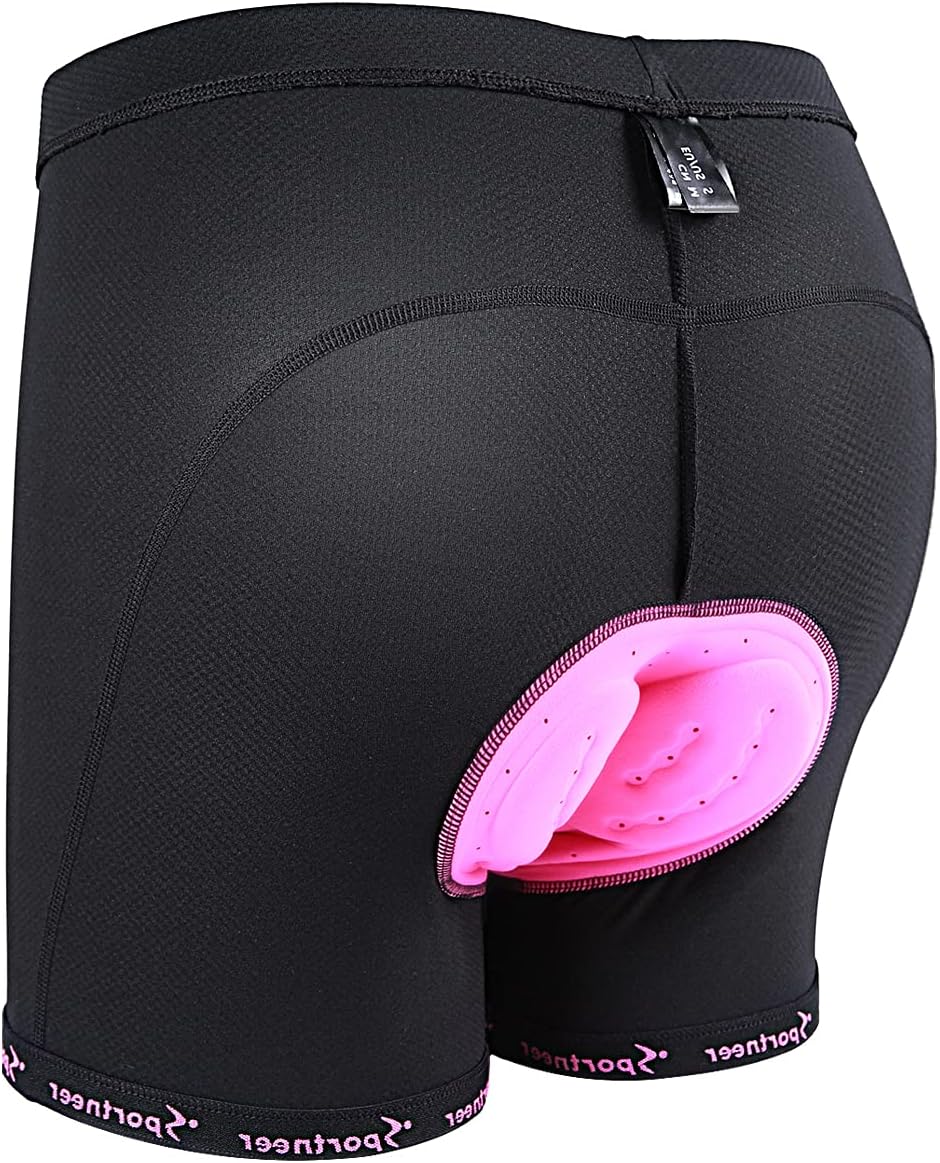 Sportneer Women Cycling Shorts Padded, 3D Padding Bike Shorts Bicycle Underwear with Non-Slip Leg Grips