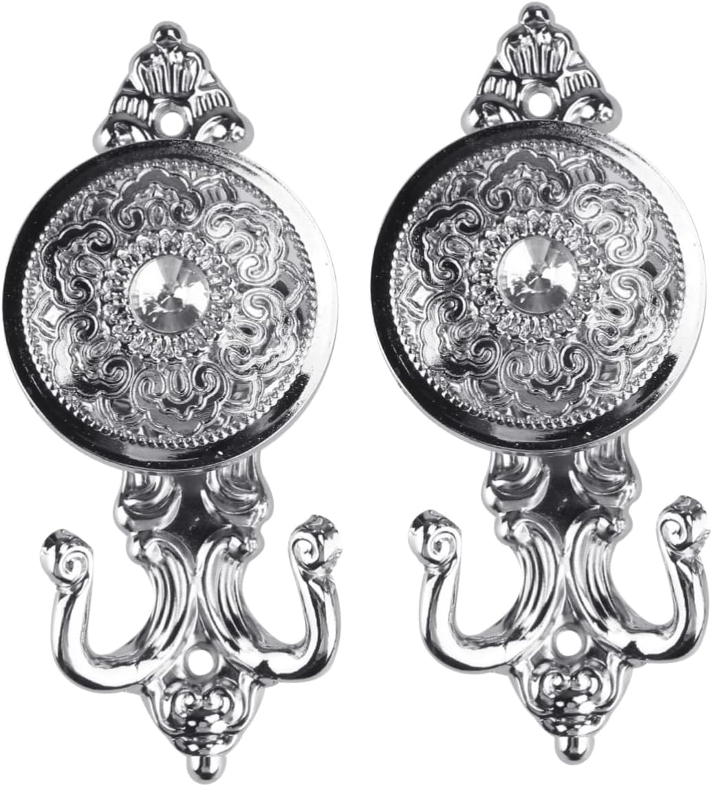 Elegant Vintage Curtain Holdbacks Silver Zinc Magnesium Alloy Tieback Hooks for Drapes Easy to Install for Traditional and Decor