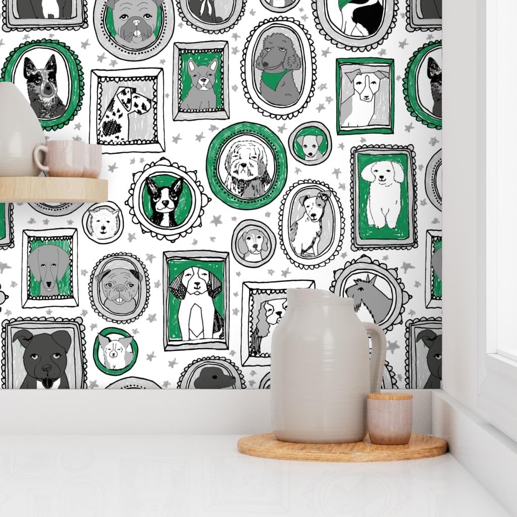 Peel & Stick Wallpaper 3ft x 2ft - Dog Portraits Extra Large Cute Dog Breeds Puppy Pet Lover Dog Mom Custom Removable Wallpaper by Spoonflower