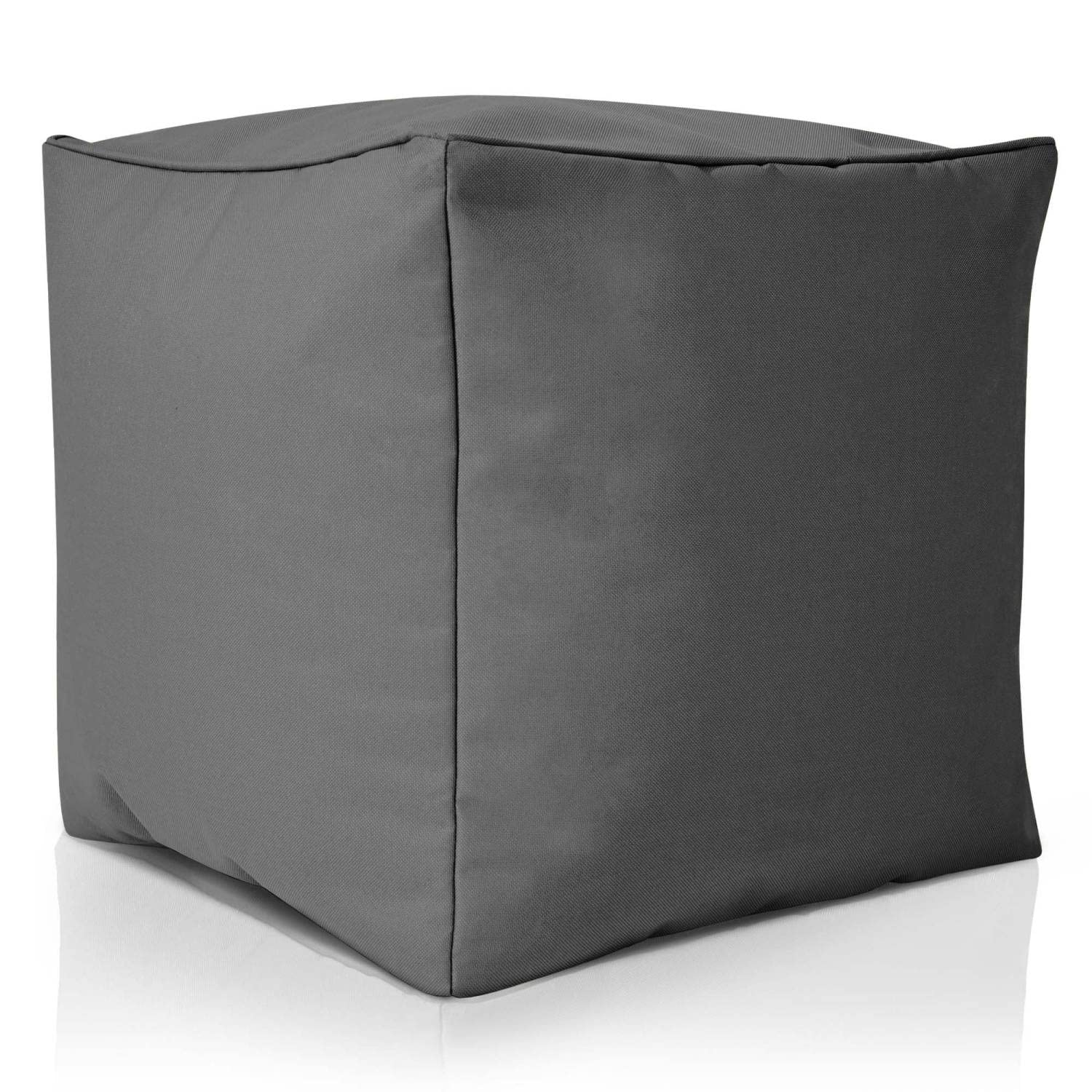 Green Bean Outdor Pouf-Hocker 40x40x40cm mit EPS-Perlen Füllung - Erweiterung & Addon für Sitzsäcke: Fußhocker Fußkissen - Bodenkissen Kinder & Erwachsene - Fußablage Sitzkissen Grau