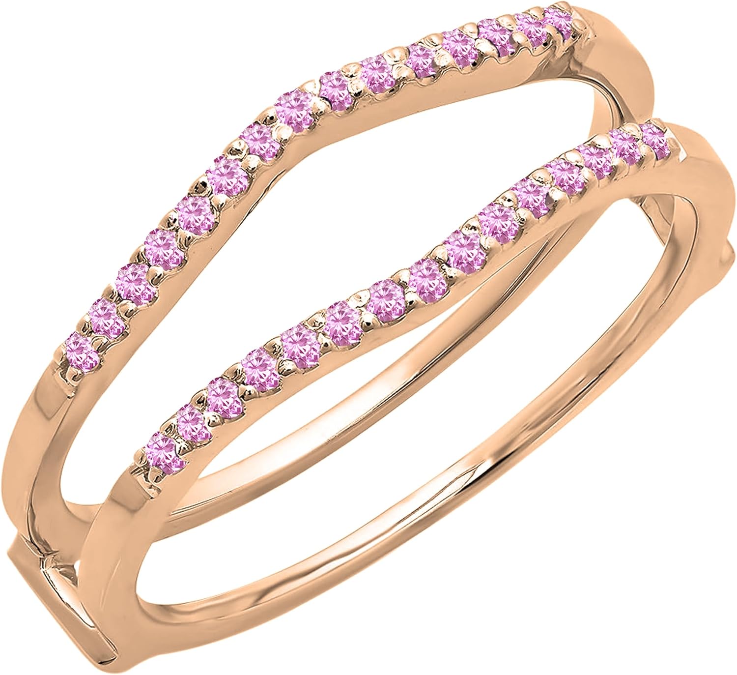 Dazzlingrock Collection 0.18 Ctw Round White Natural Diamond Wedding Enhancer Guard Ring for Women in 14K Rose Real Solid Gold