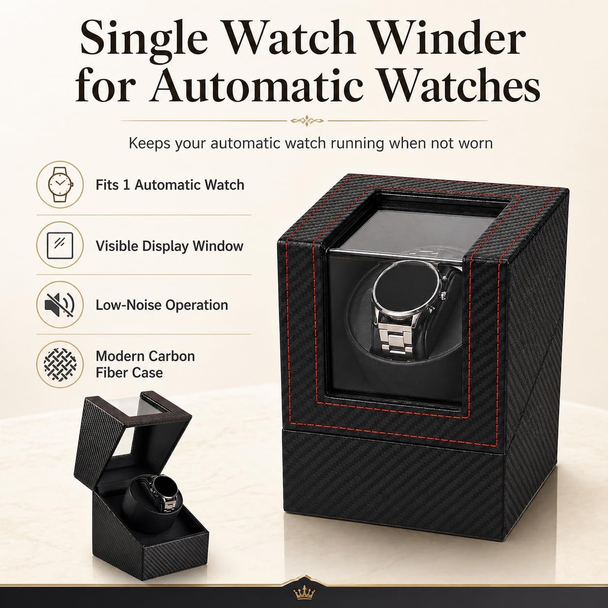 Automatic Watch Winder for Men and Women, Dual Watch Winder with Quiet Motor, 4 Rotation Mode Settings, Wood Grain Case with Glass Door, Ideal Gift for Him/Her
