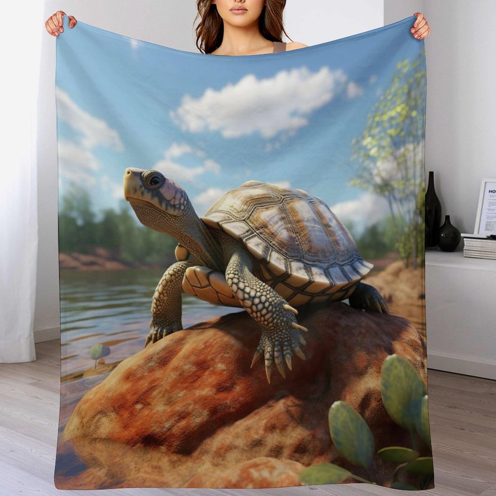Couverture polaire tortue de mer plaid lit et canape en peluche douce thermique 180x200cm