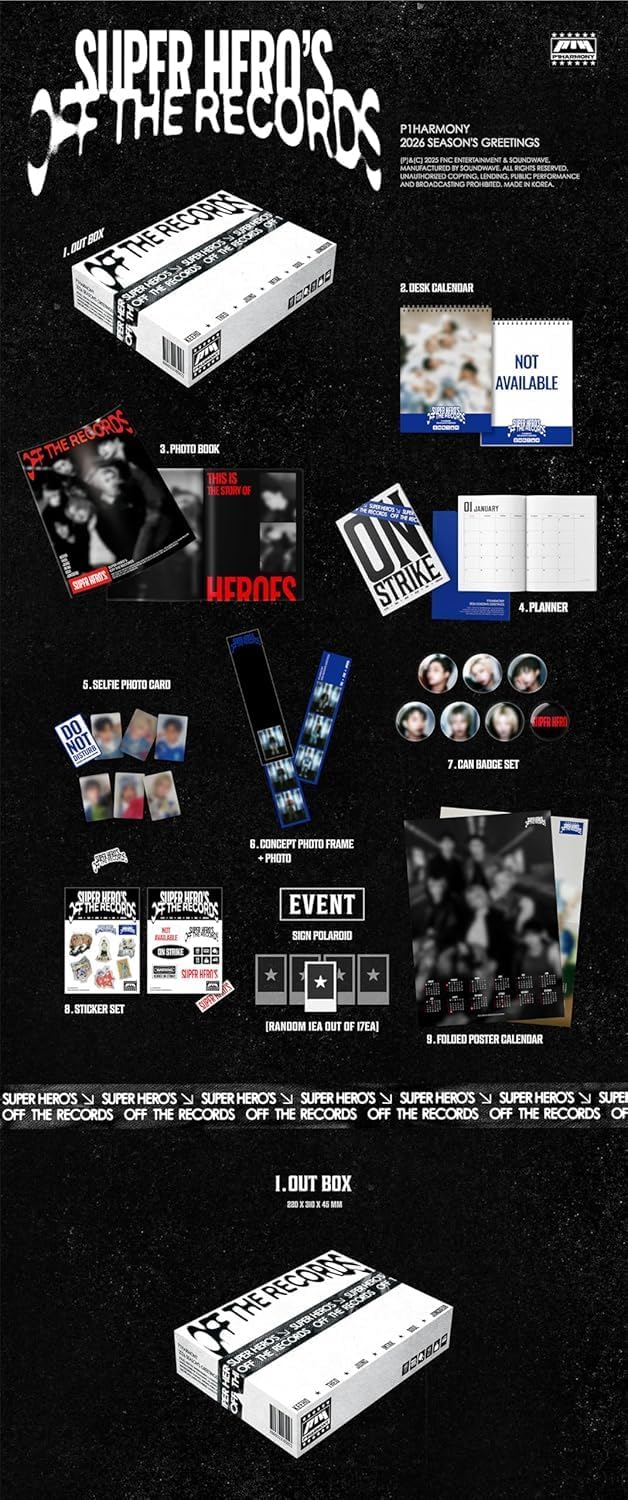 P1Harmony 2026 Season's Greetings Super Hero's Off The Records