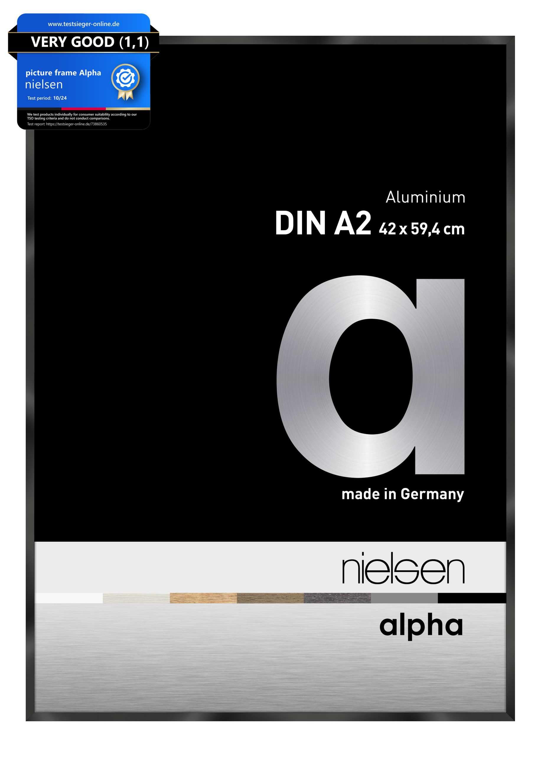 Nielsen Anodized Black Alpha Aluminium Frame, 42X59,4 (A2) Cm, Lr. Polished Black
