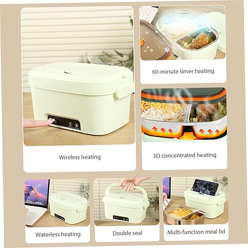 Miniatura 3 de Cordless Electric Lunch Box, 1.5L Heated Lunch Box with 7800mAh Battery, Green Portable Food Warmer for Office