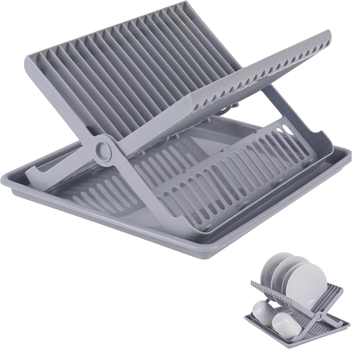 Generico IKLOB Store - Escurreplatos Plegable con Bandeja Goteo, Escurreplatos con Bandeja De Goteo Y Soporte