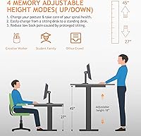 Vista 4 de Legooin Escritorio eléctrico de pie de 55 x 24 pulgadas, escritorio eléctrico de pie de altura ajustable con estación de carga, 2 puertos USB, 3