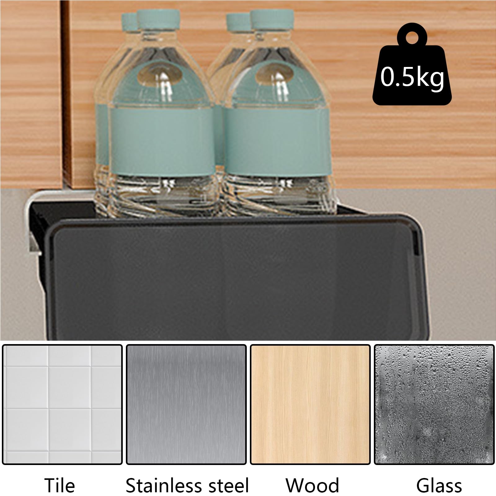 AKOLAFE Lot de 2 tiroirs de bureau autocollants en plastique - Noir - 20 x 17 x 7,2 cm - Pour bureau, table, étude, maison
