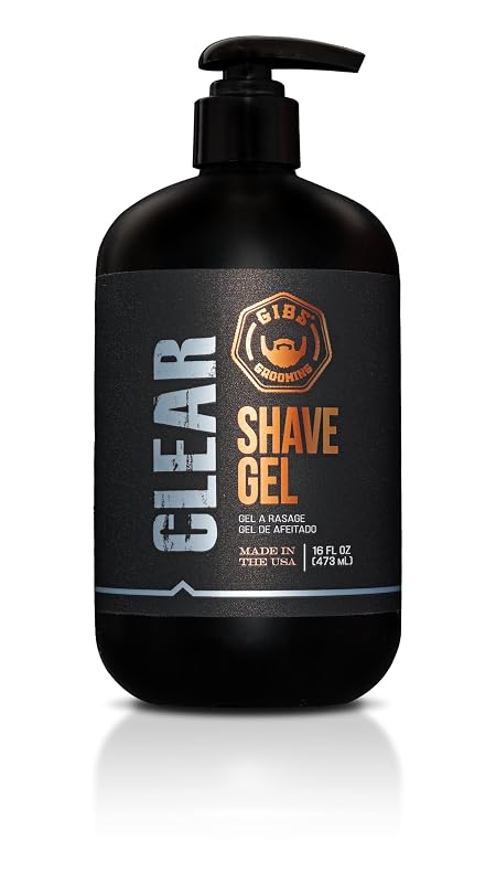 GIBS Gel de barbear transparente com manteiga de karité, aloe e óleo de aveia, 480 mL com bomba