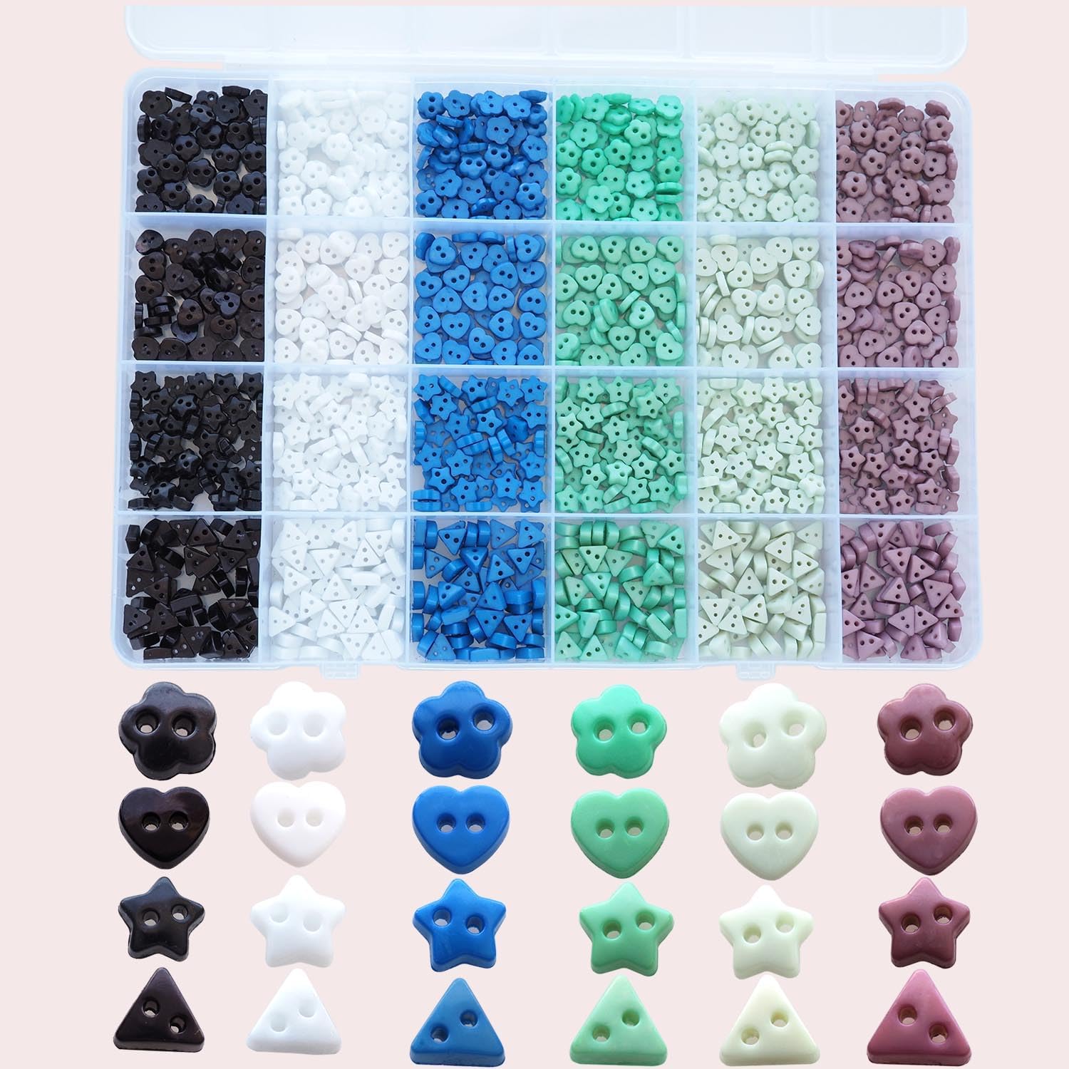 Amazon.com: Xiufortion 1200pcs Tiny Resin Buttons 7/32" （6mm 2 Hole ...