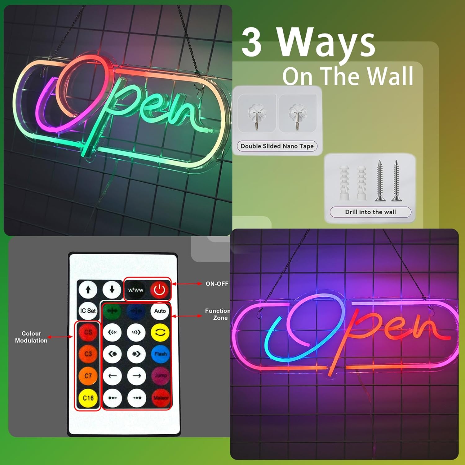 ineonlife Open Neon Sign Dream Colorful Open Controller Neon Light for Wall Display Sign Walls Window Door Bar Shop Coffee Salon Hotel Store Restaurant Bakery Decorations - Image 6