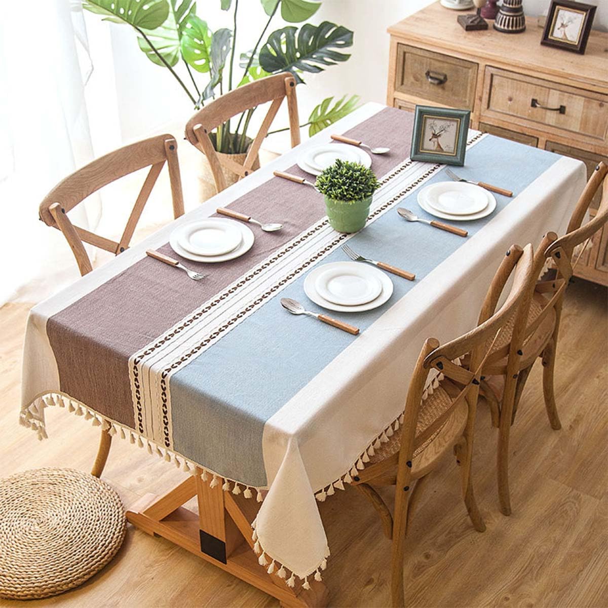 Nappe en lin rectangulaire moderne pour une fête conviviale