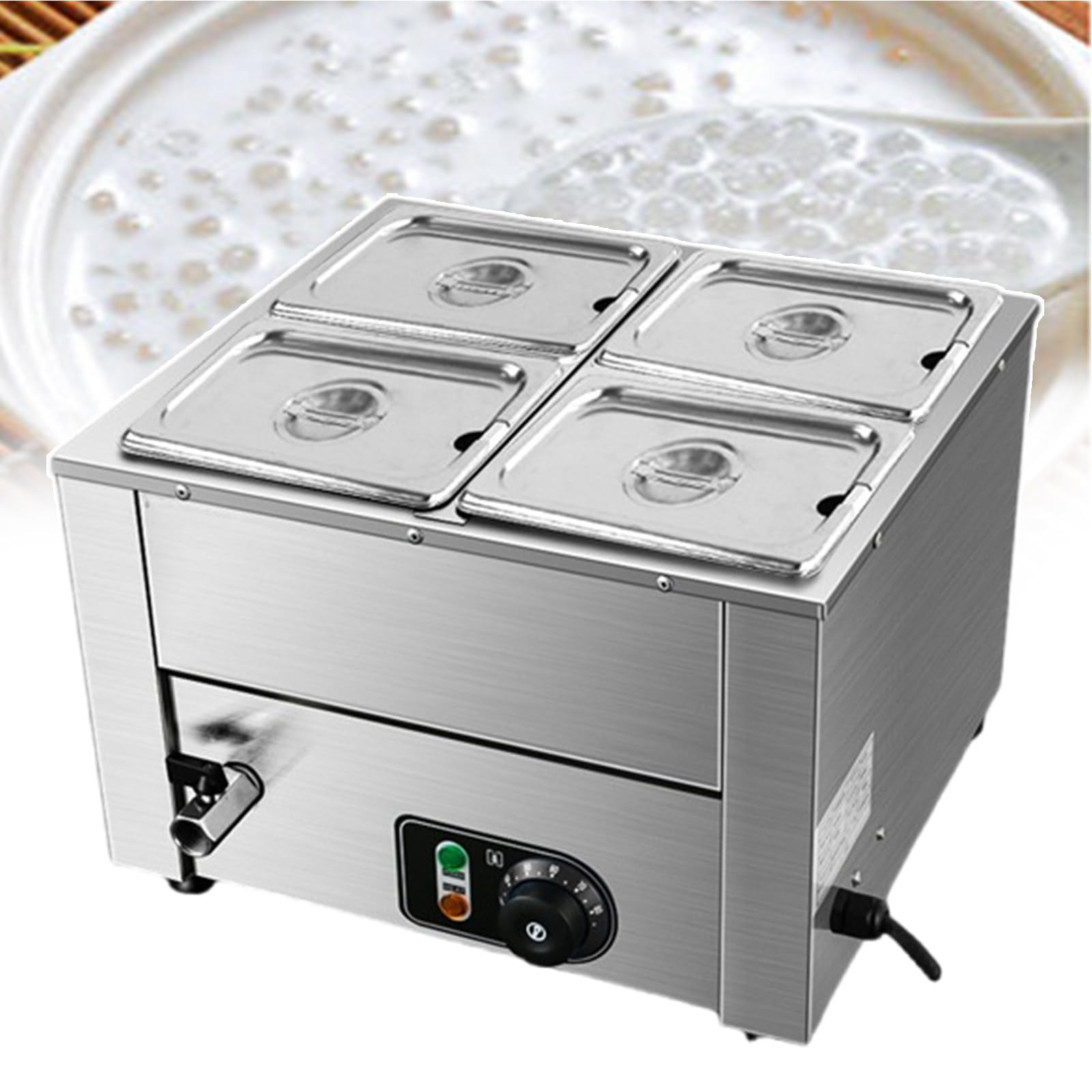 AYCDL Food Warmers for Commercial, 800W Stainless Steel Steam Table Portable Steam Table Food Warmers for Melting and Heating, Large Gatherings, Parties,6lids,4lids