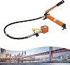 10T Hydraulic Cylinder Jack, Low Profile Single-Acting Mini Jack Ram, Short Steel LiftingJack with CP-180 Hydraulic Hand Pump, 0.43 Stroke Portable Power Ram