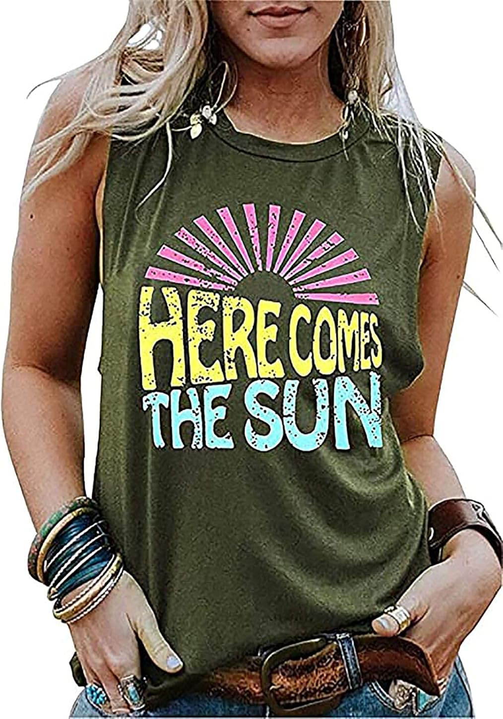 Sun Tank Tops Women Sunshine Graphic 