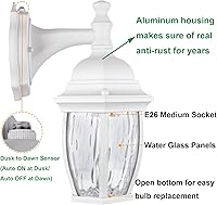 Vista 2 de LIT-PaTH Farol de pared para exteriores del atardecer al amanecer, aplique de pared como accesorio de iluminación de porche con base mediana E26