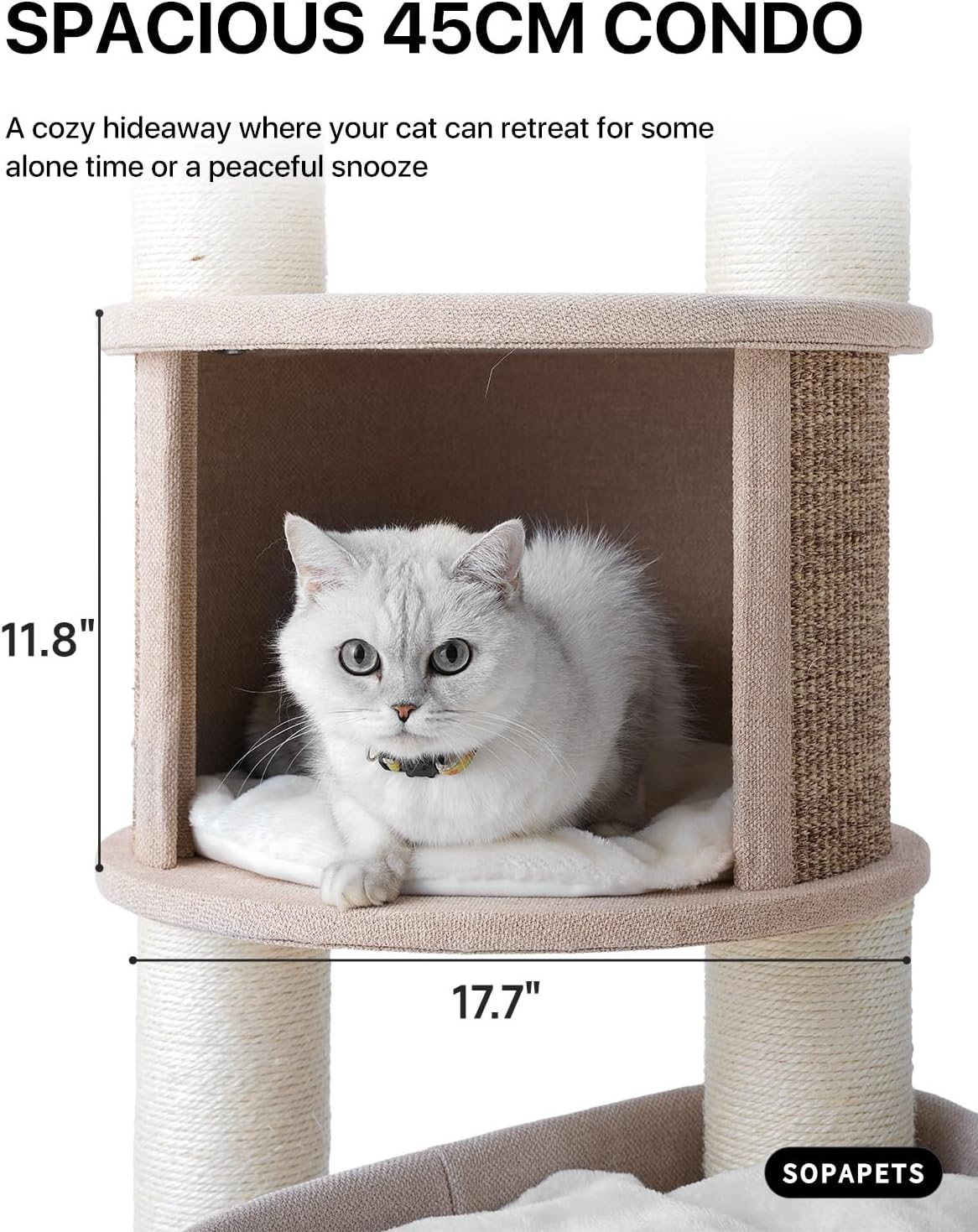 Extra Large Cat Tree for Maine Coon,65 Inches Tall Cat Tree Tower for Indoor Cats Large Adult 20 lbs,XXL Heavy Duty Luxury Sturdy Cat House with Big Hammock,Sisal Scratching Post,Condo