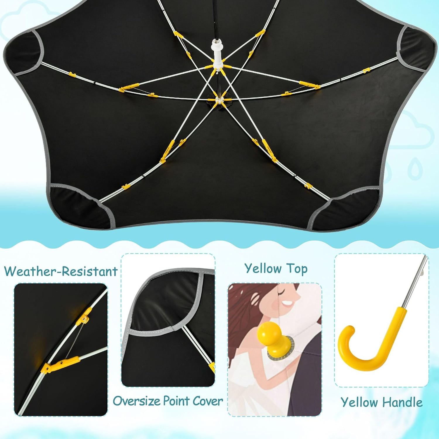 ALAZA Wedding Couple Swing Flowers Kids Umbrella for Girls Boys Toddler Children Rain & Sun Umbrella