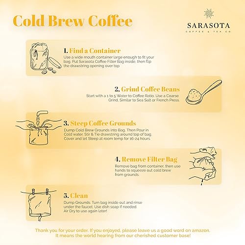 Miniatura 5 de Paquete de 2, bolsa de filtro de café frío grande de 12 x 12 pulgadas para tarro de masón, reutilizable, tela de algodón 100% orgánico con cordones,