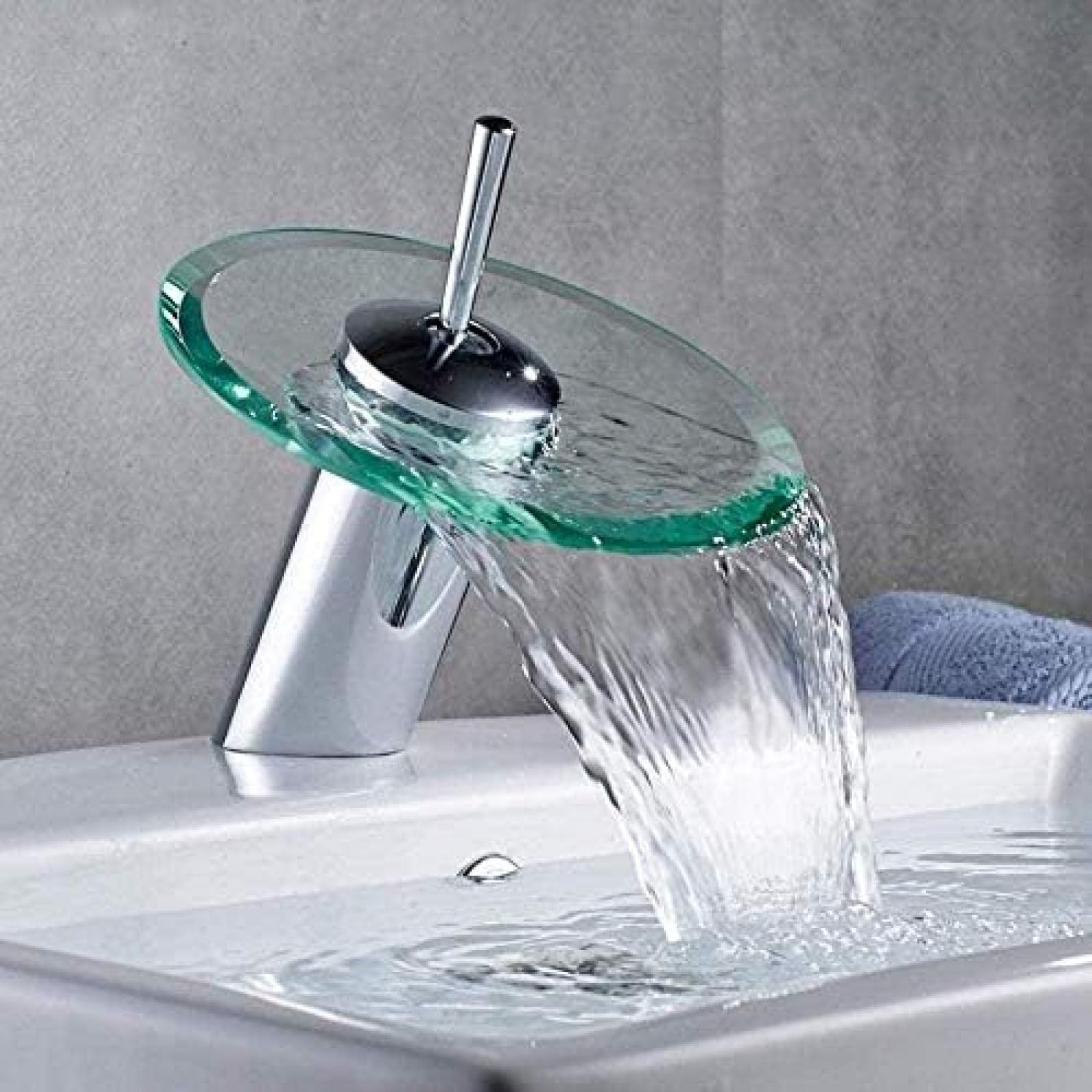 Badezimmer Waschbecken Wasserhahn Chrom - Wasserfall Einzelgriff Einloch-Montage Aus Messing