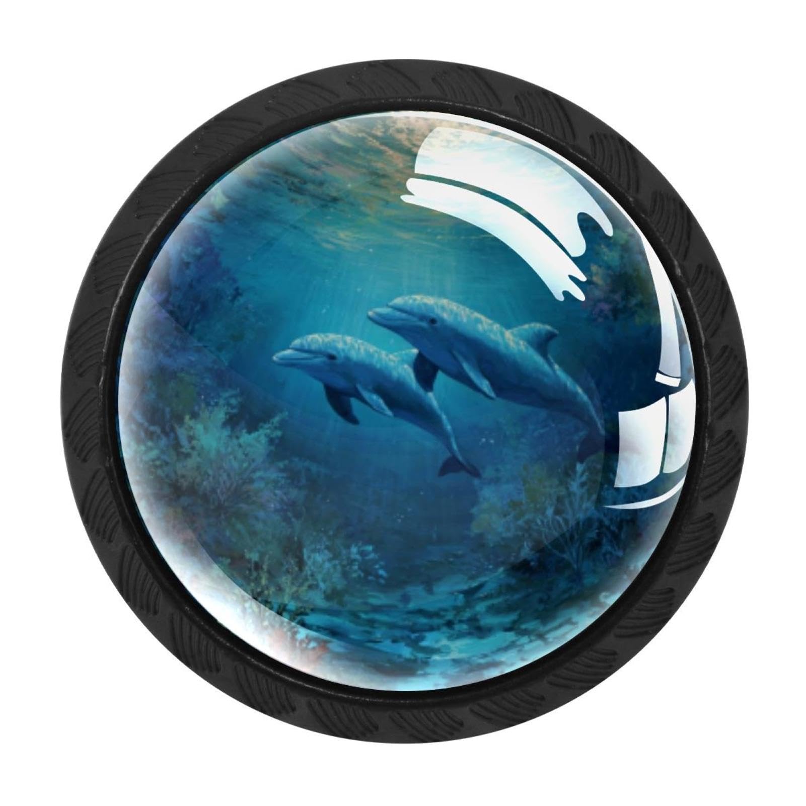 CHENZZZZ 4 Pieces Dresser Knobs Undersea Dolphins (1) Drawer knobs Cabinet Knobs Pull Handles for Home Kitchen Office