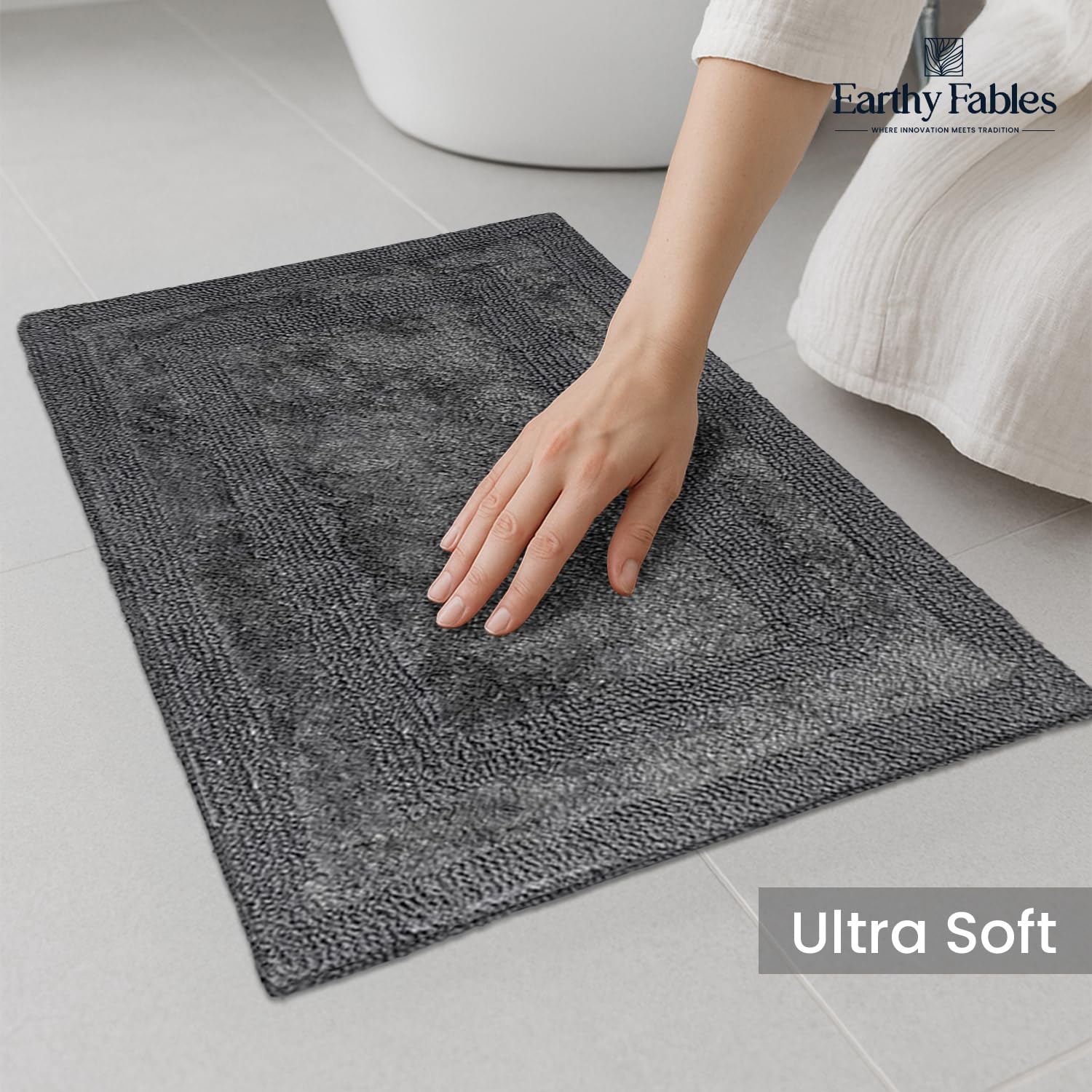 Earthy Fables Premium Cotton Bath Mat - Soft & Absorbent -6