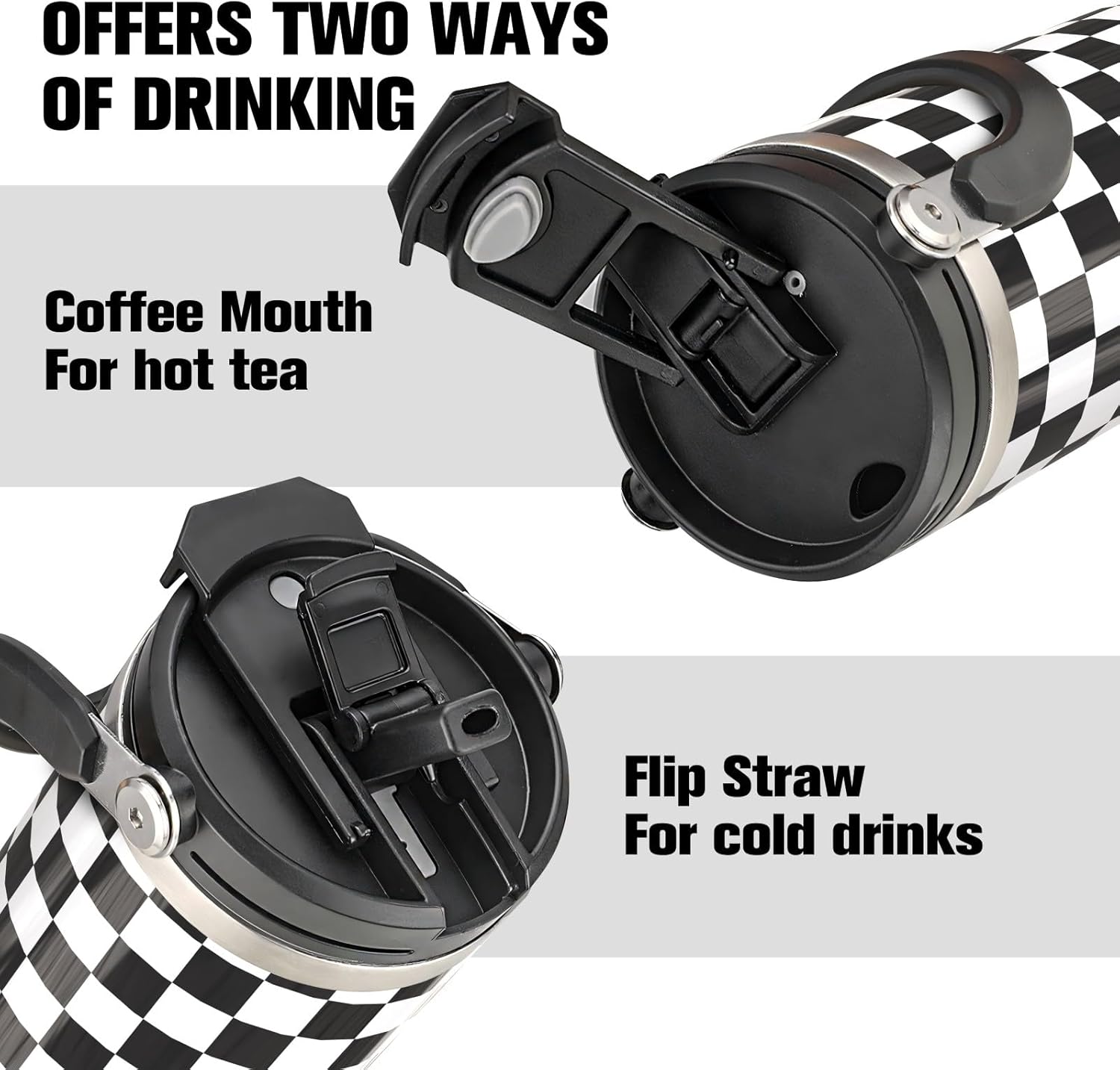 40 oz Tumbler with Handle and 2-in-1 Lid Flip Straw, 100% Leak Resistant Water Bottle, Double Wall Vacuum Stainless Steel Insulated Tumblers Travel Iced Tea or Coffee Mug Men Women Gift - Image 3