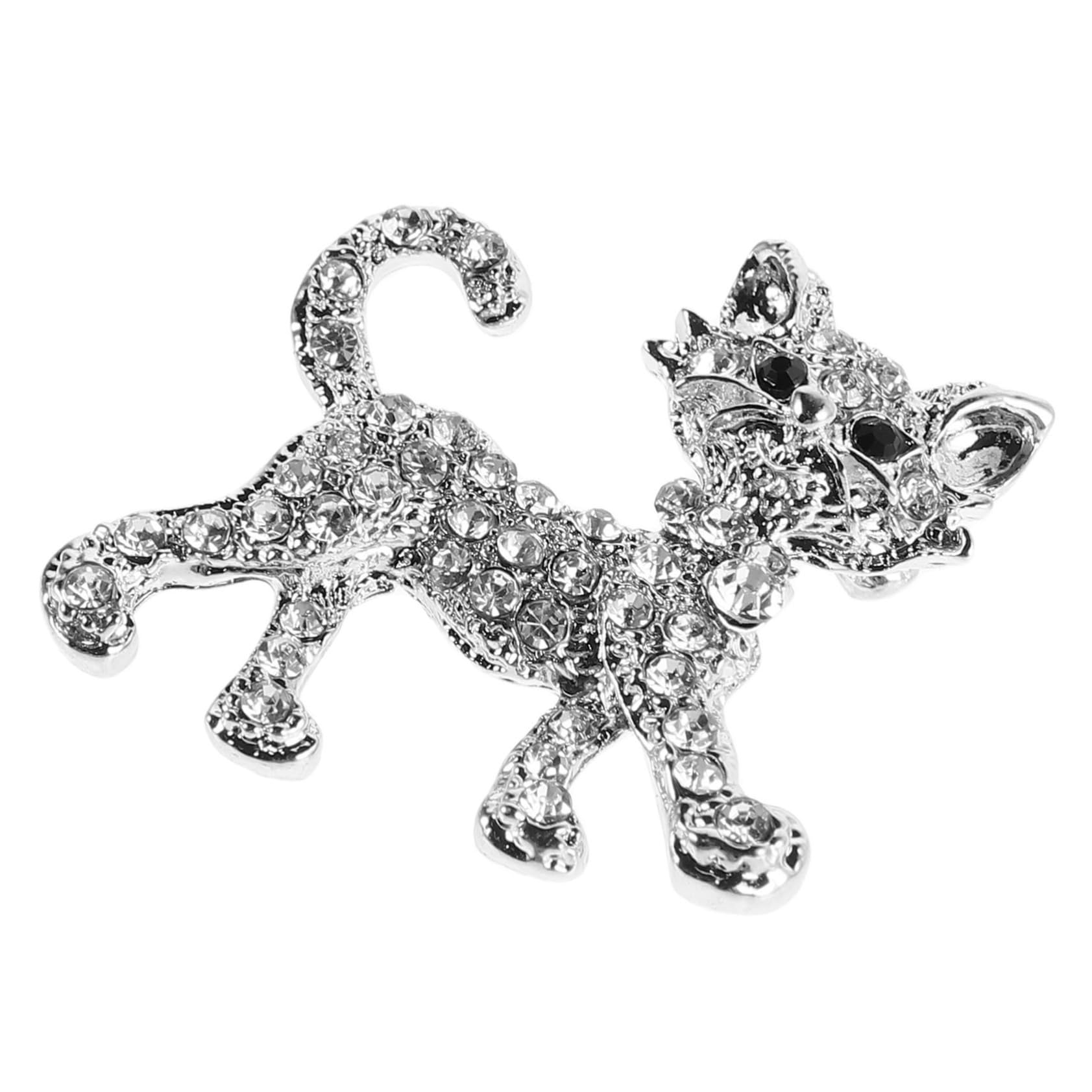 Broches con Forma de Gatito, Ropa de Princesa, Abrigo, Gato de Regazo, Diamantes de imitación, Recuerdo de Boda para Mujer, aleación de Plata