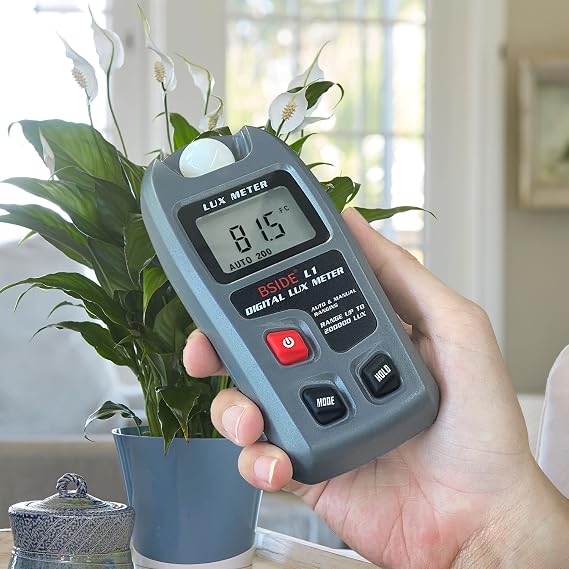 BSIDE Light Meter Digital Illuminometer 0.1-200,000 Lux Meter Environment Luminous Meter for Plants Car Headlight Home Office LED Light Photography