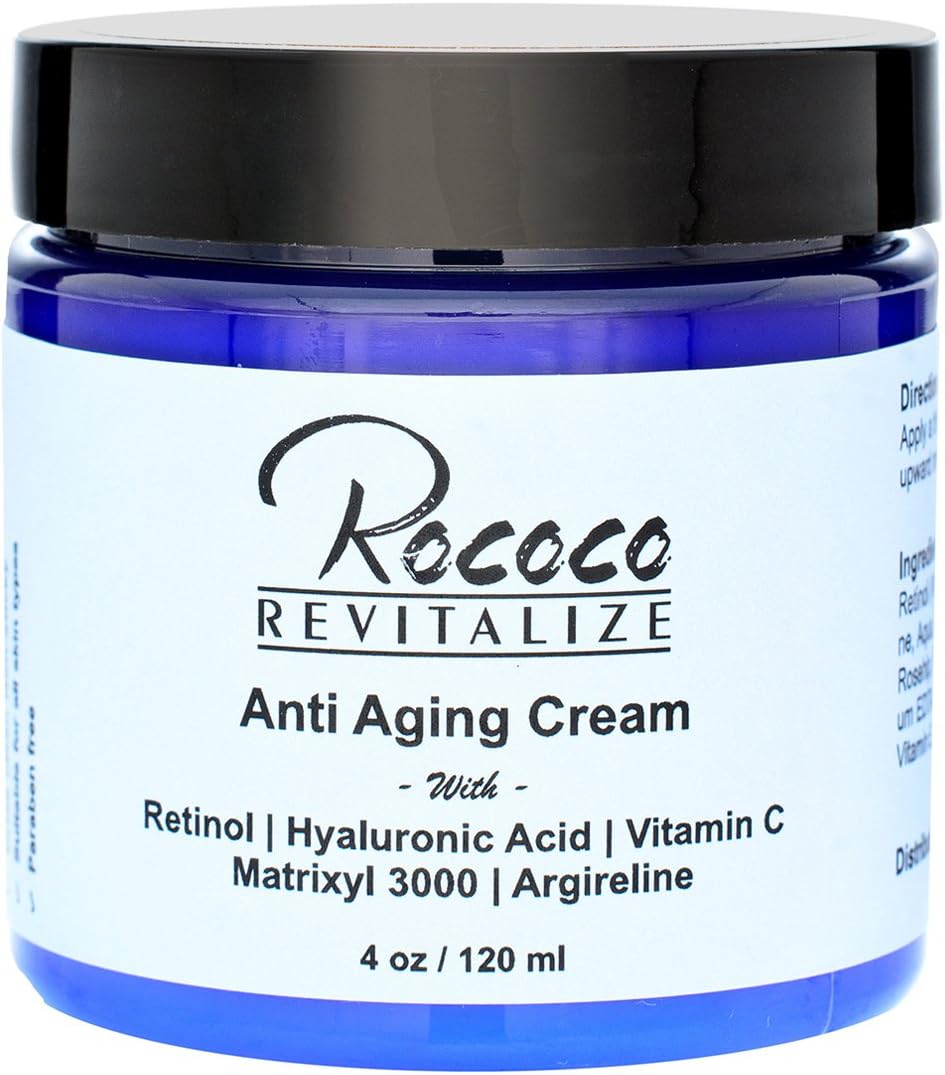 RococoLife Anti Aging Cream with Retinol Hyaluronic Acid Vitamin C Matrixyl 3000 - 4oz