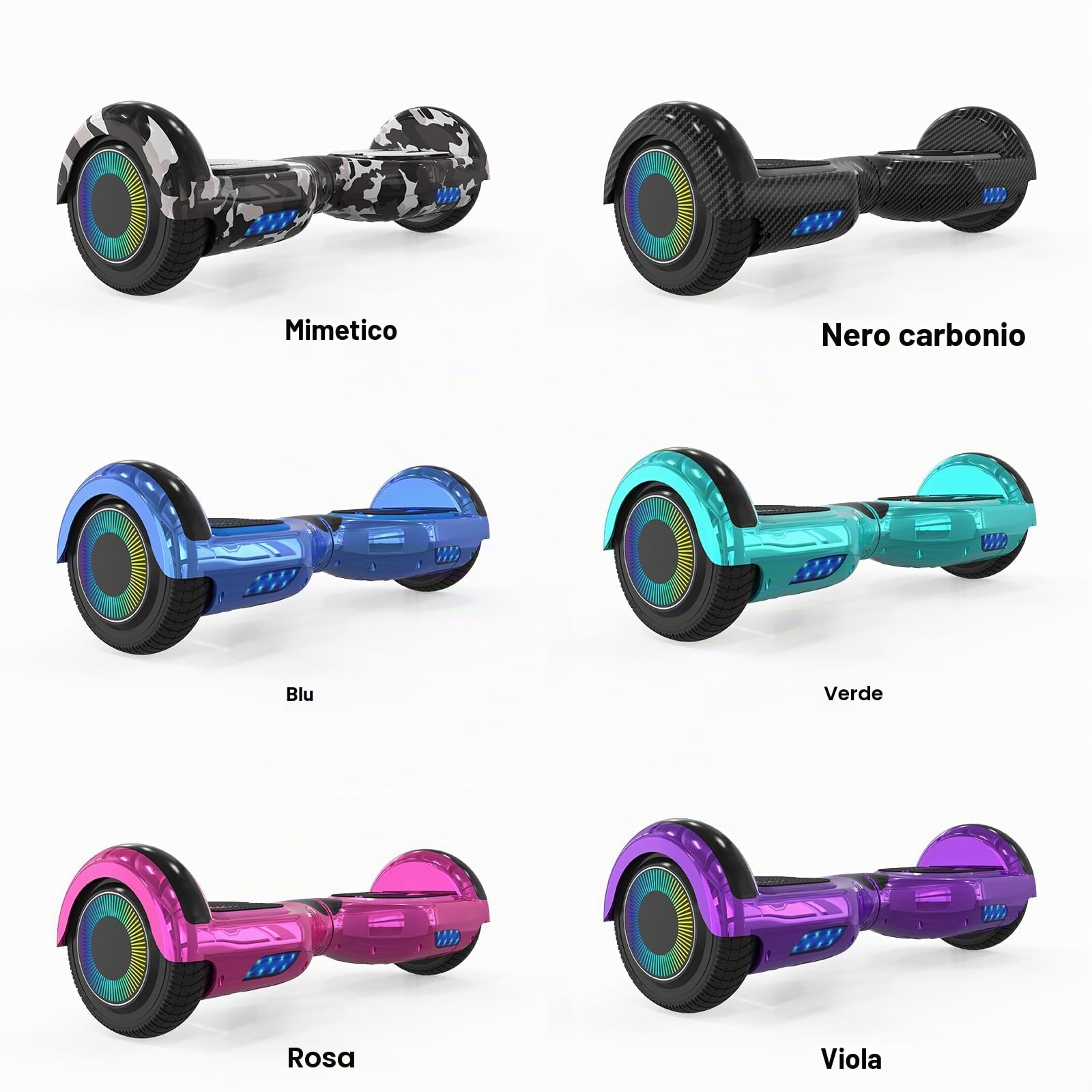 Hoverboard 6,5 pollici con altoparlante Bluetooth Scooter autobilanciato, motore colorato, luci a LED per bambini