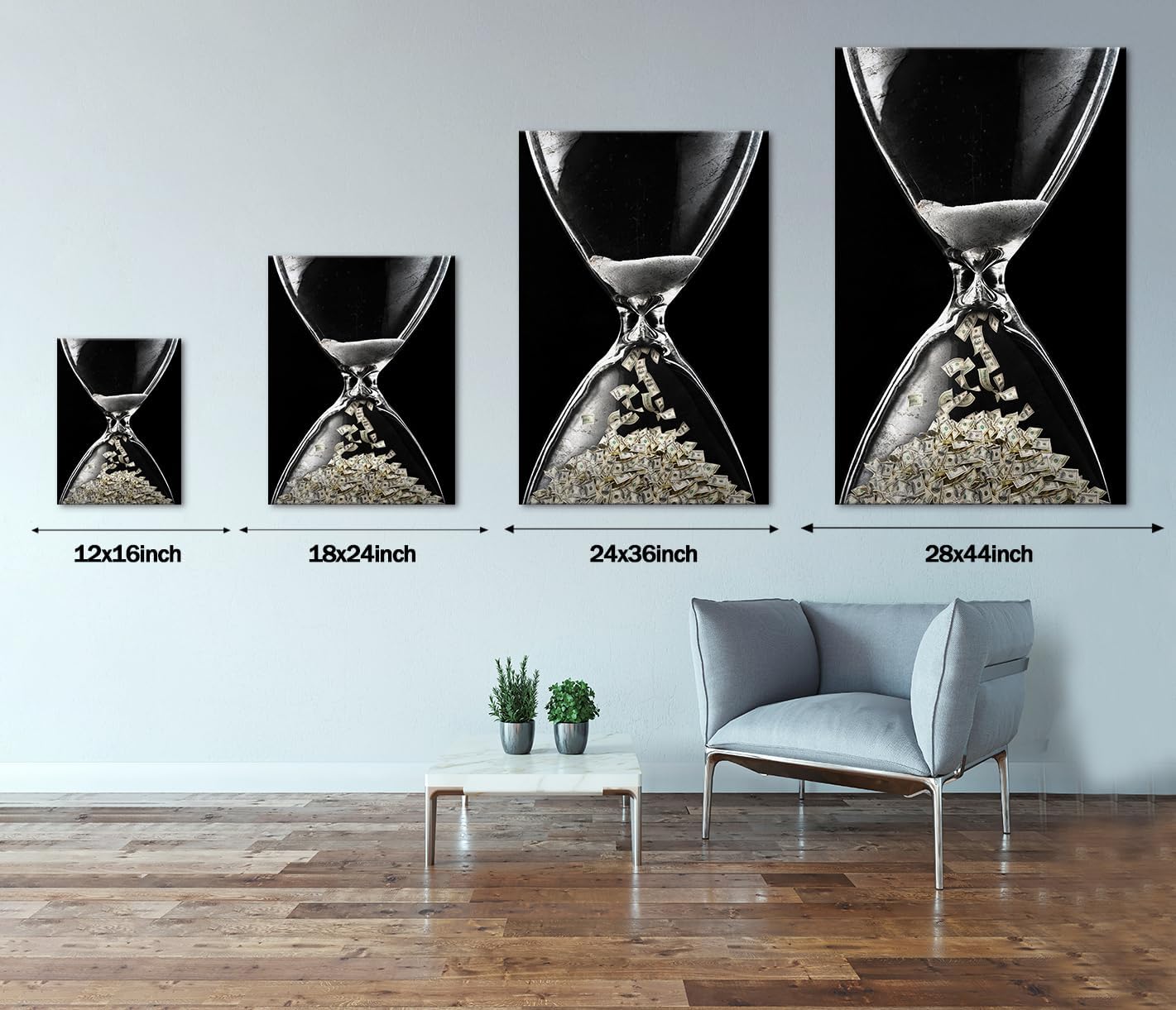 Inspirational Wall Art for Office Motivational Wall Decor Time Is Money Poster HD Print on Canvas Inspirational Artwork for Classroom Library Office Gym Wall Decor Framed Ready to Hang - 12x16 inch