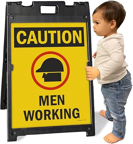 Vista 15 de SmartSign Letrero plegable de plástico con texto en inglés "Caution - Hot Work In Progress" de 25 x 12 pulgadas, color negro y amarillo Hot Work in