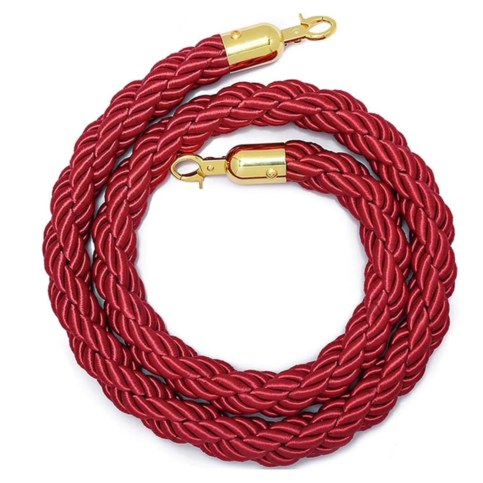 WQPMNYG VIP Red Velvet Stanchion Rope - 8ft Luxury Rope with Polished Hooks for Theaters, Grand Openings, Hotel Parties, Events & Crowd Control Solutions