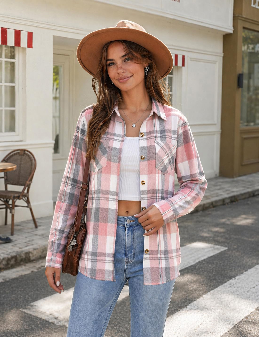 Zeagoo Womens Flannel Plaid Shirts Long Sleeve Button Down Tops Work Blouse | 2026 Fall Outfits,Western Winter Clothes,Retro Solo or Layered,Travel Wear