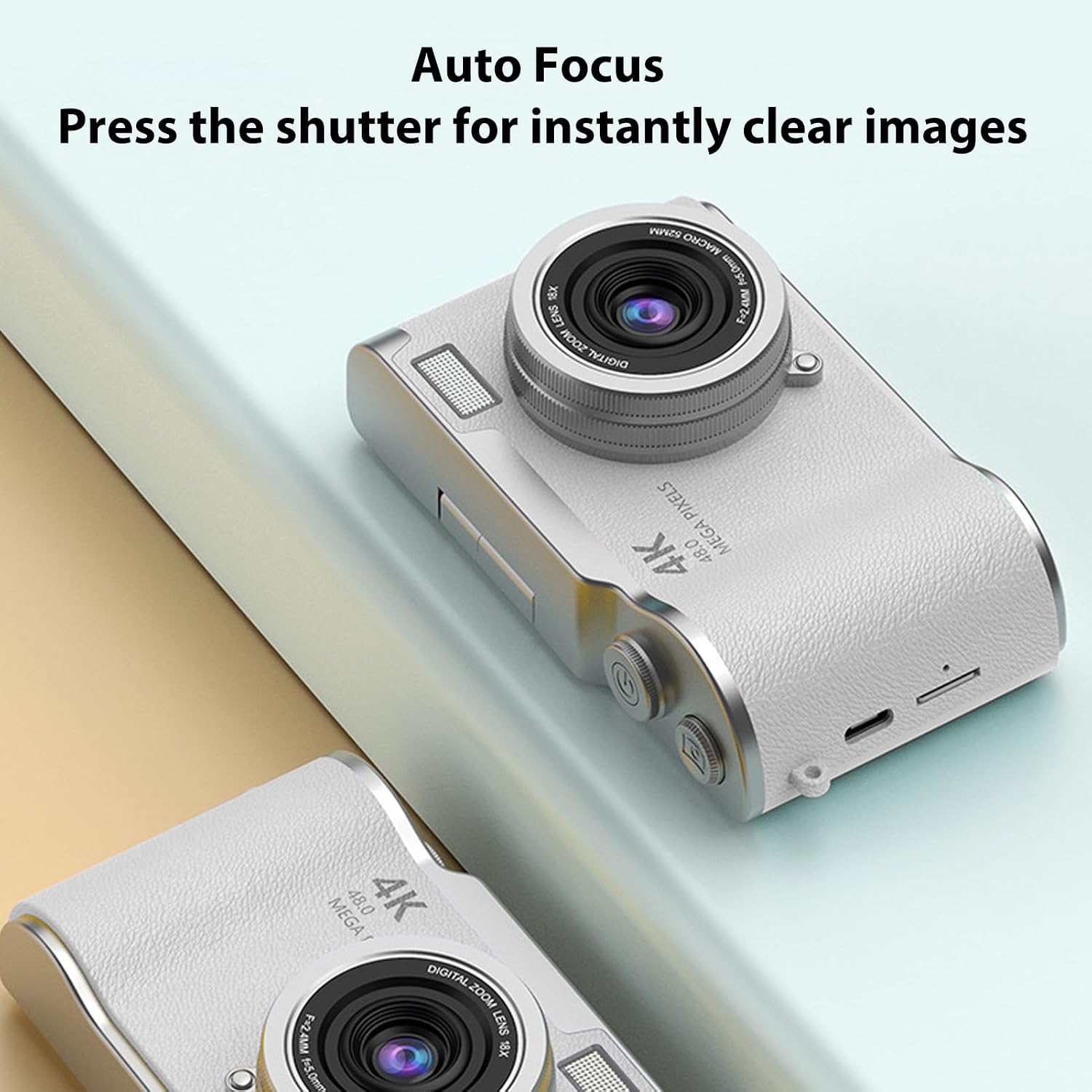 Foldable Screen Kids and Beginners Camera,4K Digital Camera for Photography,48MP Digital Foldable Support 16X Zoom with Flip Scree (White)