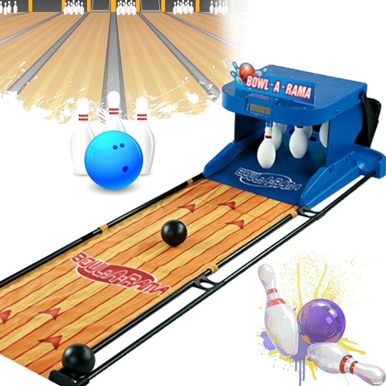 Bowling Alley for Home, Indoor Bowling Ball Sports Game Console, Bowling Set Kids, Automatic Reset/Lighting/Simulation Sound Effect, Family Game