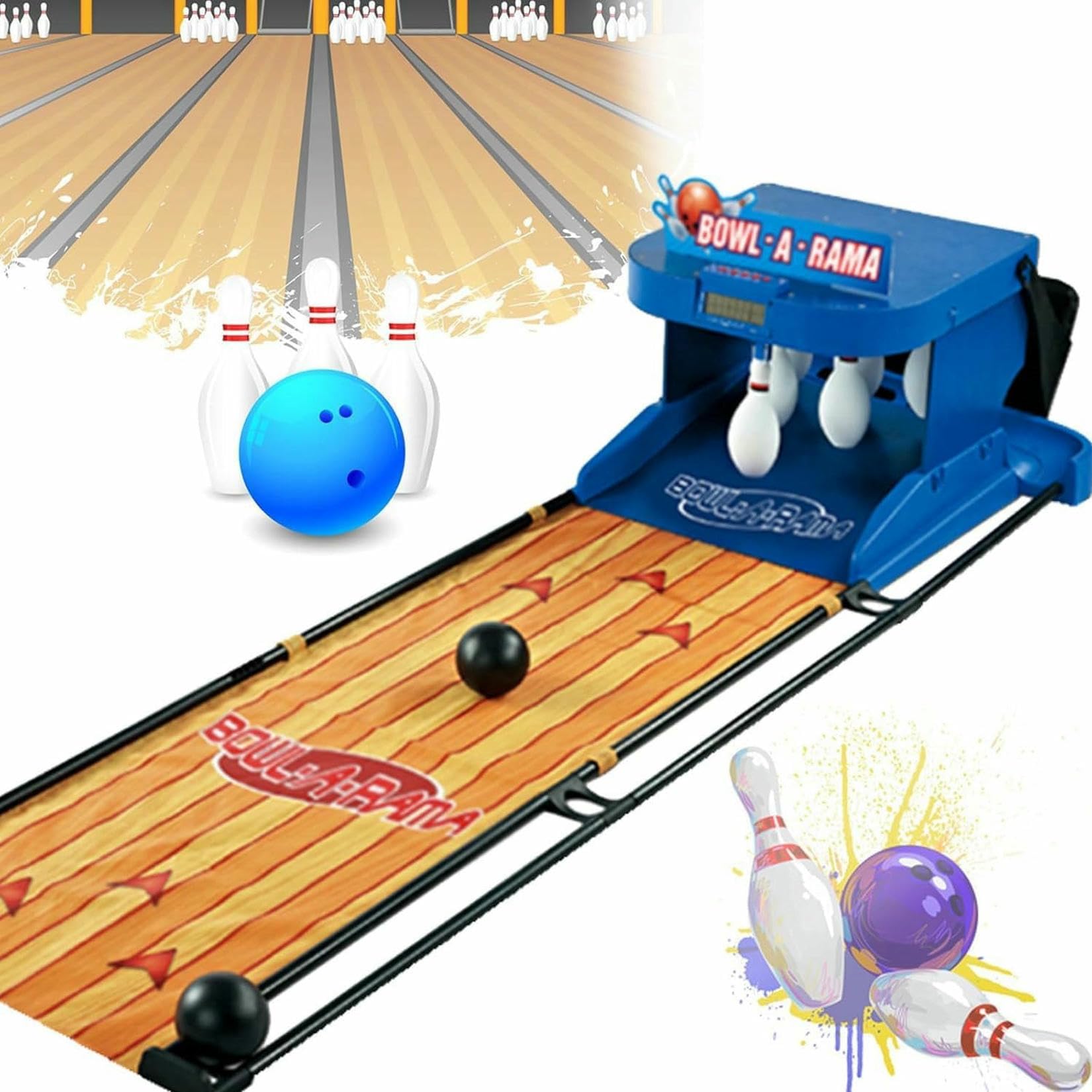 Alley De Bolos para El Hogar, Consola De Juegos De Deportes De Bolos De Bolos Cubiertos, Niños De Bolos, Reinicio Automático/iluminación/Efecto De Sonido De Simulación, Juego Familiar