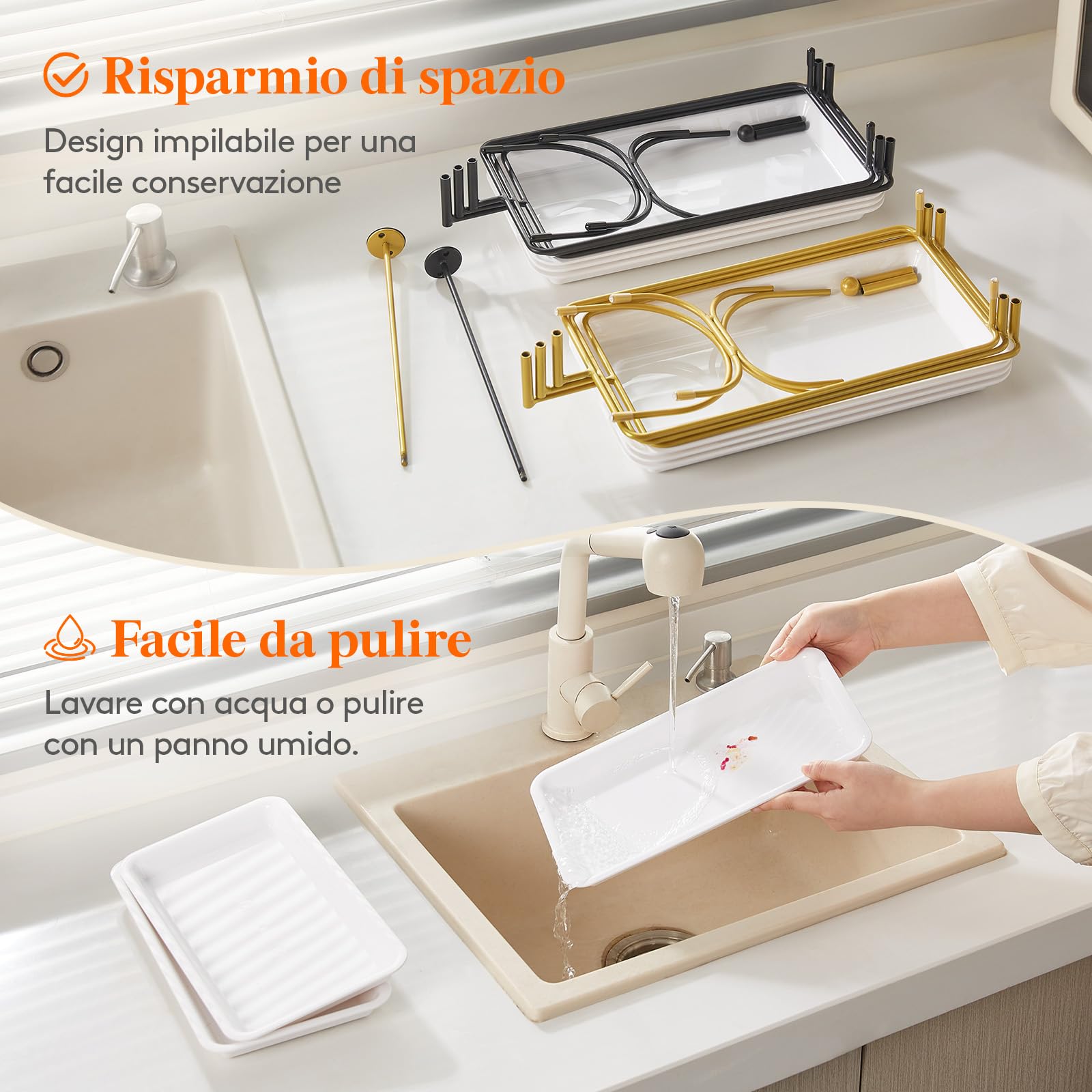 Lifewit Vassoio da Portata 3 Piatti, Vassoio Plastica Rettangolo 36×17cm, Alzate per Buffet Dolci, Portafrutta da Tavolo, Cucina Decorativo, Vassoi e Piatti con Ripiani, Rastrelliera in Metallo Nero