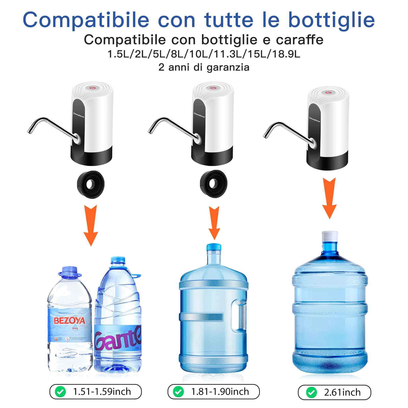 Dispenser Acqua Portatile SOUTH AREA - USB Ricaricabile, 22cm, Bianco, Silenzioso, Per Casa E Viaggio - Foto 11