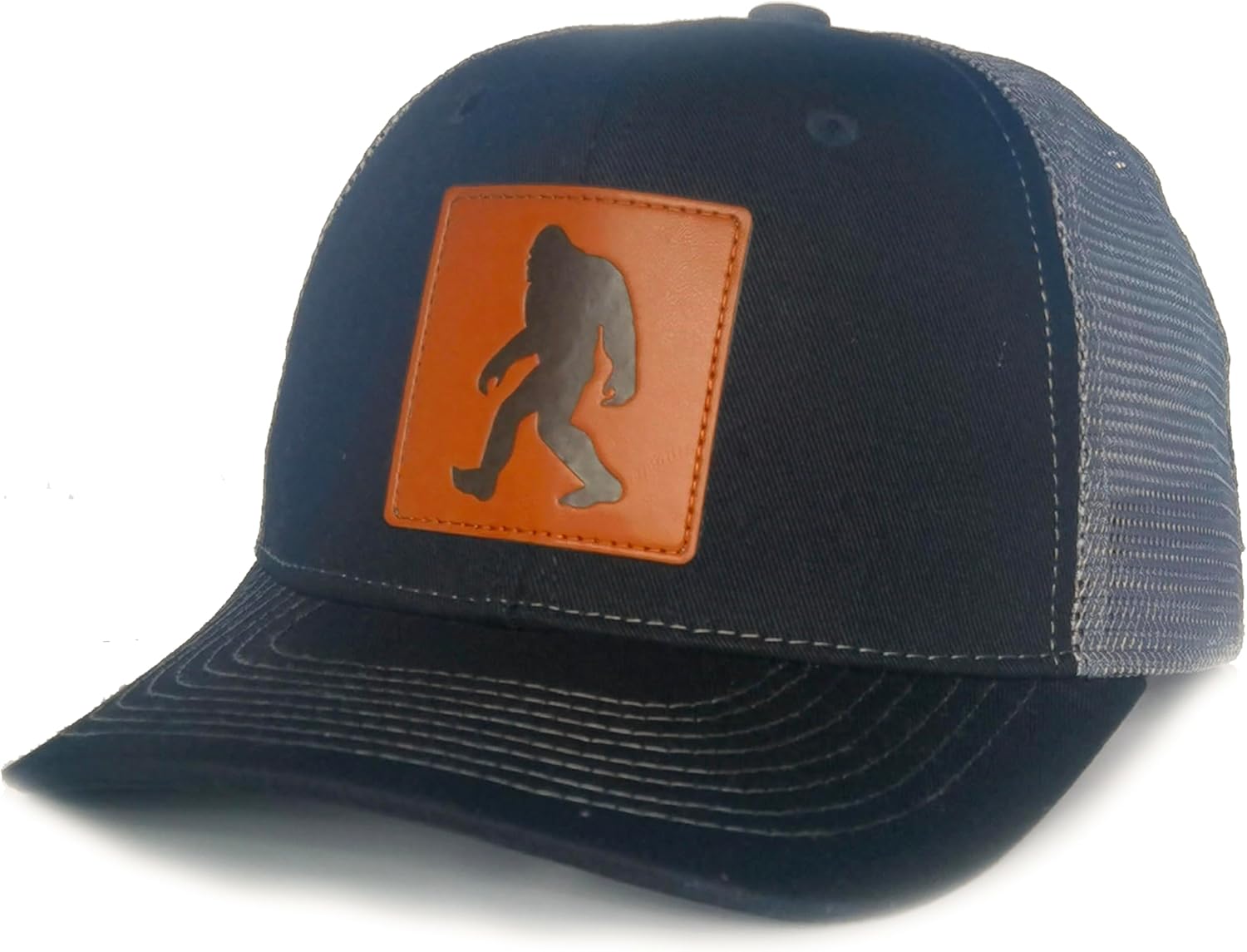 Sasquatch Bigfoot Hats,Bigfoot Trucker Hat for Dad Papa Leather Patch Baseball Caps - Image 2