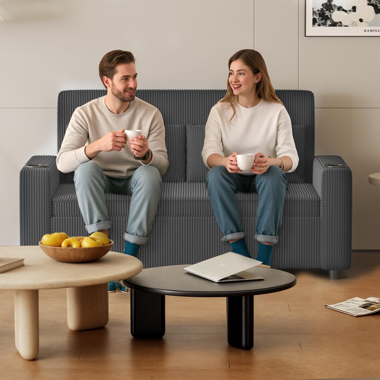 Devoko Divano Letto 2 Posti in Velluto Divano Matrimoniale Prontoletto Estraibile con Schienale Regolabile in 5 Posizioni per Soggiorno, Camera da Letto o Ufficio, 75P x 160L x 93H cm, Grigio