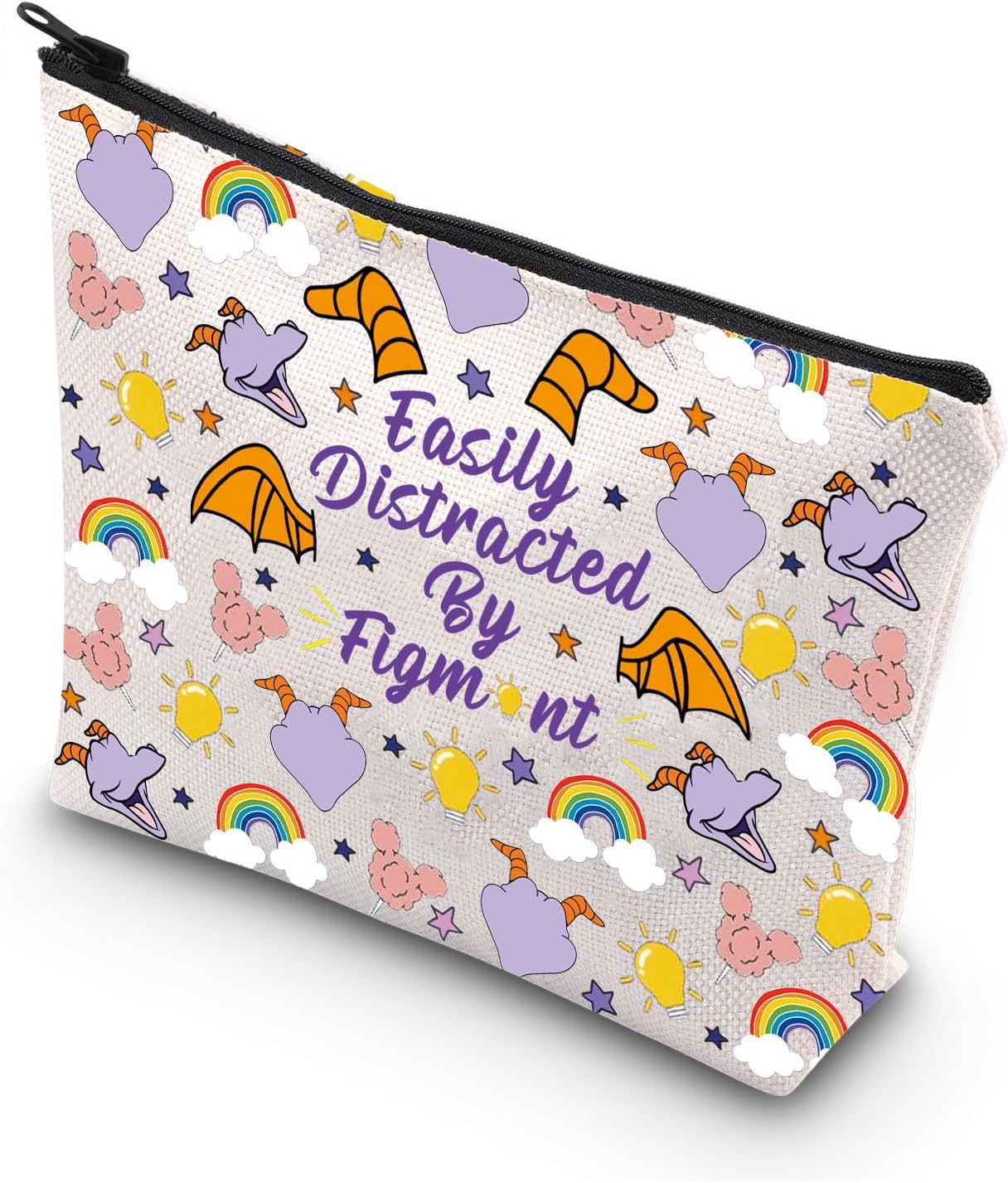 MYSOMYPurple Dragon Cosmetic Bag Zipper Pouch Cartoon Purple Dragon Gift Purple Dragon Fan Gift Easily Distracted by Purple Dragon Makeup Bag (Purple Dragon Bag)