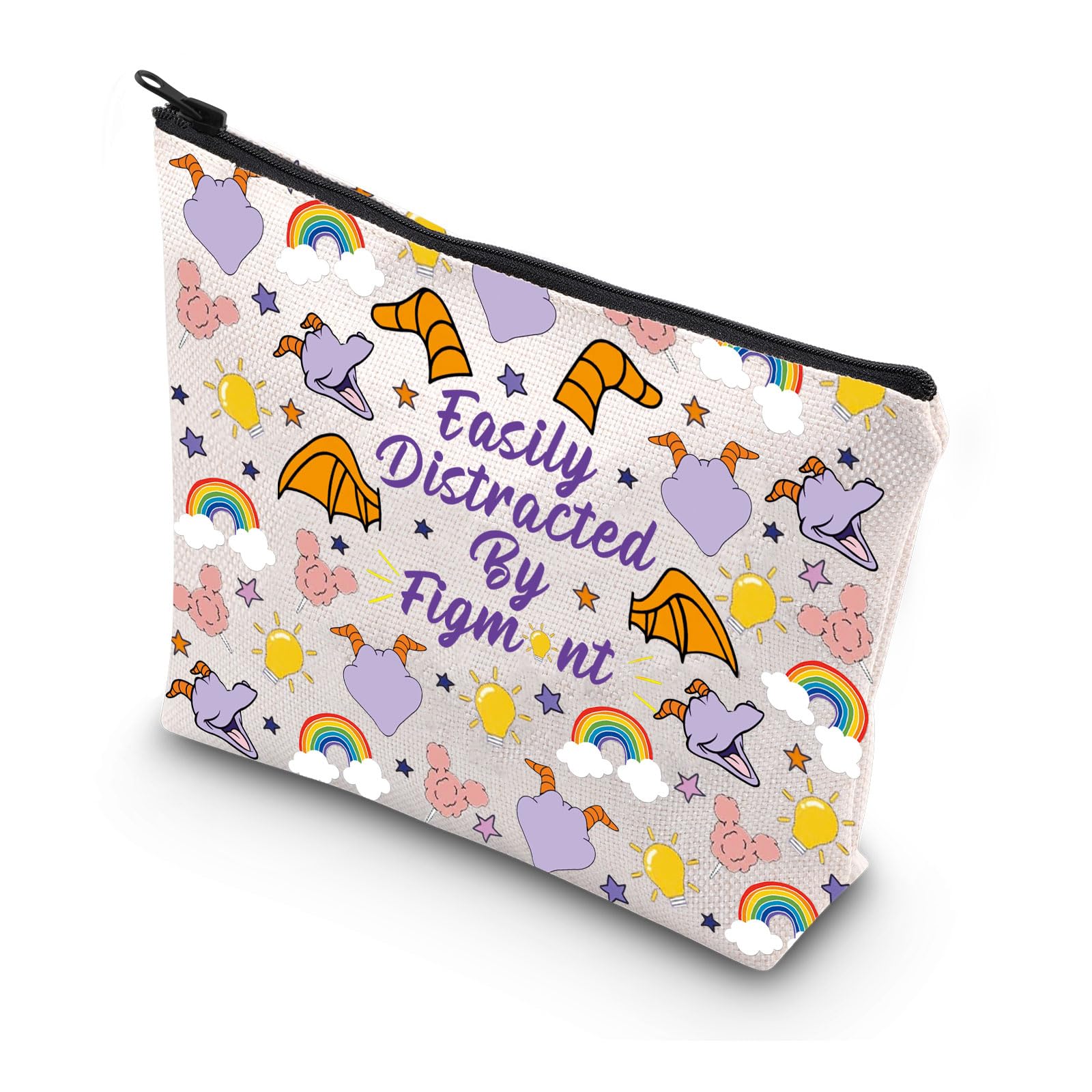 MYSOMYPurple Dragon Cosmetic Bag Zipper Pouch Cartoon Purple Dragon Gift Purple Dragon Fan Gift Easily Distracted by Purple Dragon Makeup Bag (Purple Dragon Bag)