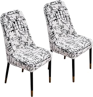 Betylifoy Stretch Stuhlhussen 2er Set Stuhlbezug Schwarz Weiß Elastische Plüsch Stuhlbezüge Universal Abnehmbare Waschbar für Hotel Bankett Küche Restaurant Hochzeit Party
