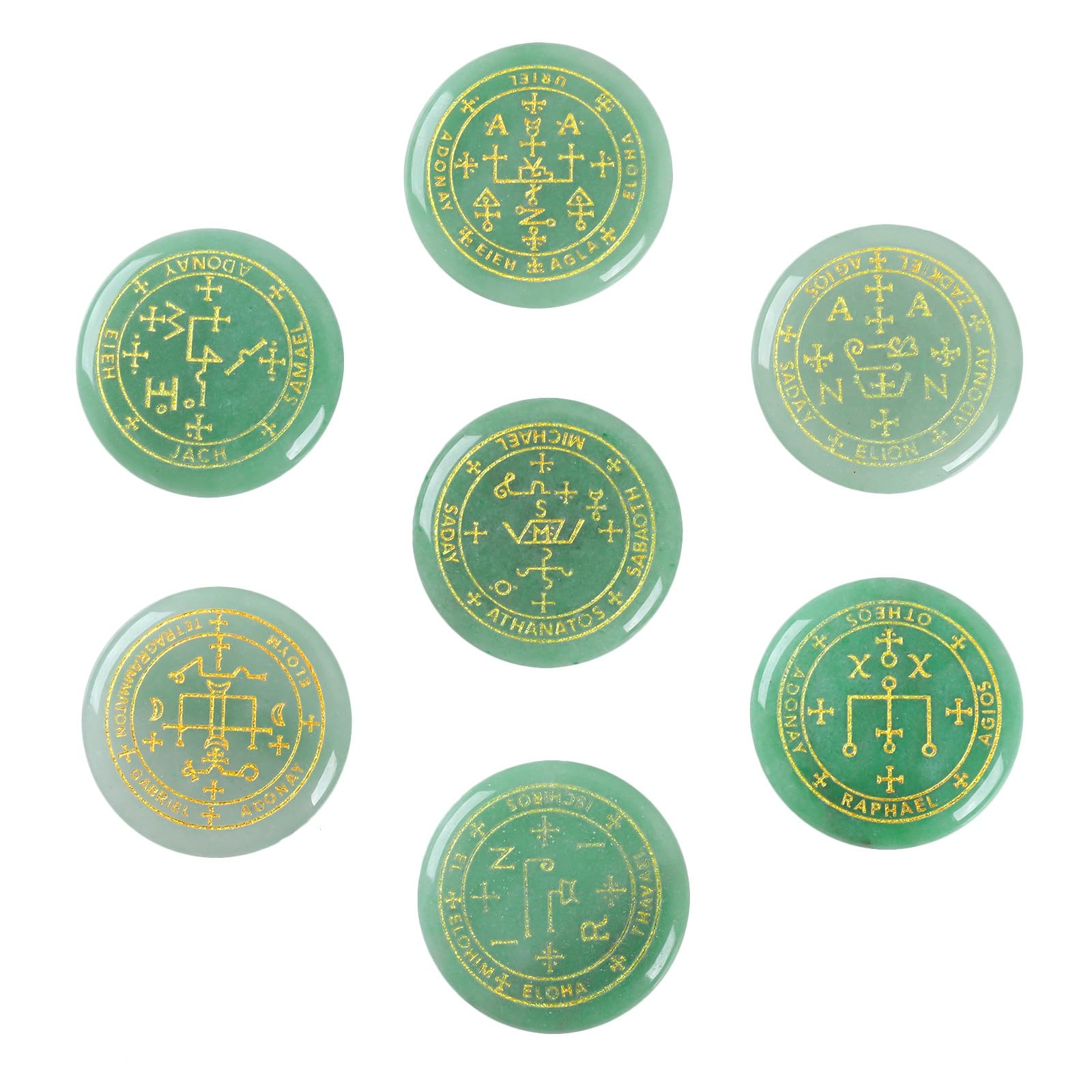 Juego de 7 piedras de arcángel dssmboom de aventurina verde para equilibrio de chakras