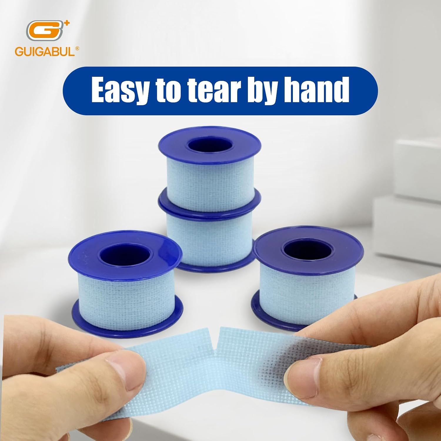 Silicone Blue Medical Tape for Sensitive Skin 1" x 4yd (4 Rolls) | Pain-Free Removal, Hypoallergenic, Repositionable, Surgical Tape For Dressings, Face, First Aid