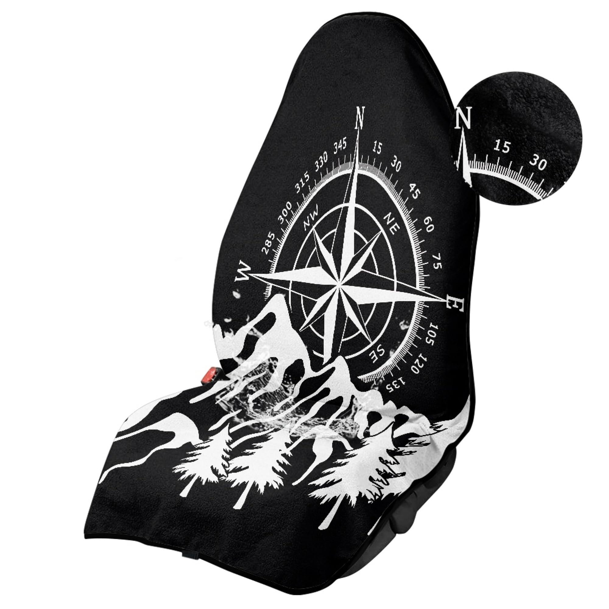 JOAIFO Car Seat Sweat Towel Cover Front Seats Only, Waterproof Carseat Cover Towel Universal for Trucks SUVs Vans Sedans, Mountain Black